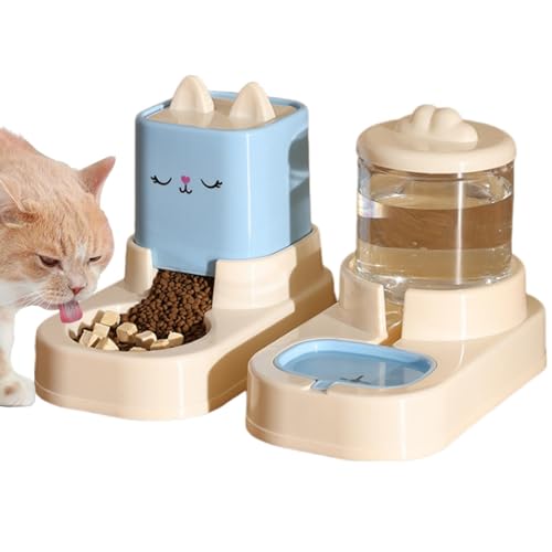 Shurzzesj Automatischer Katzen-Futterspender für Haustiere, niedlicher Futternapf für Hunde, große Kapazität, rutschfester automatischer Katzen-Wasserspender von Shurzzesj