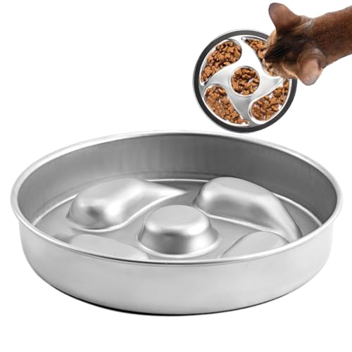 Shurzzesj Edelstahl Slow Eating Hundenapf, Doppelseitiges Design Metall Slow Feeding Napf für Hunde - Rutschfeste Metall Anti-Rutsch-Basis, Edelstahl Hundenäpfe Langsam Füttern Hundenapf, Wassernapf von Shurzzesj