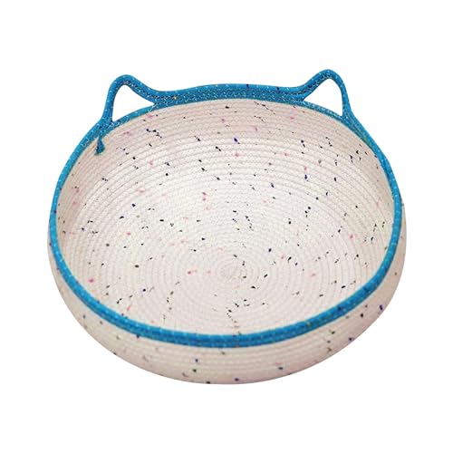 Shurzzesj Kätzchenbettkorb, handgewebtes Katzenbett, Gewebtes Katzenbett für Hauskatzen, Kein klebriges Haar, Kratzbrett für Kätzchen, Baumwollse, Sommer-Kühlnest, niedliches Katzenohr-Design von Shurzzesj