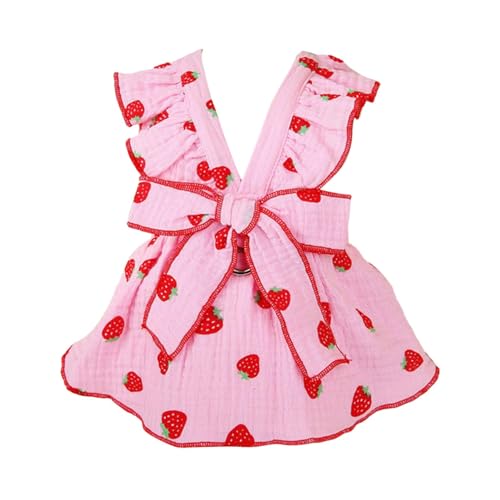 Shurzzesj Kleid für kleine Hunde – Welpenkleidung, Hundekleid, Baumwollrock, Welpenkleid, Katzenkleidung, Partykleid, niedliches Erdbeermuster, Frühlingshunde-Outfits von Shurzzesj