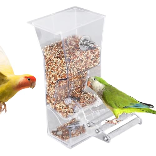 Shurzzesj Vogelfutterspender für Vögel, transparent, Acryl, spritzwassergeschützt, automatischer Futterspender für Nymphensittiche, Finken von Shurzzesj