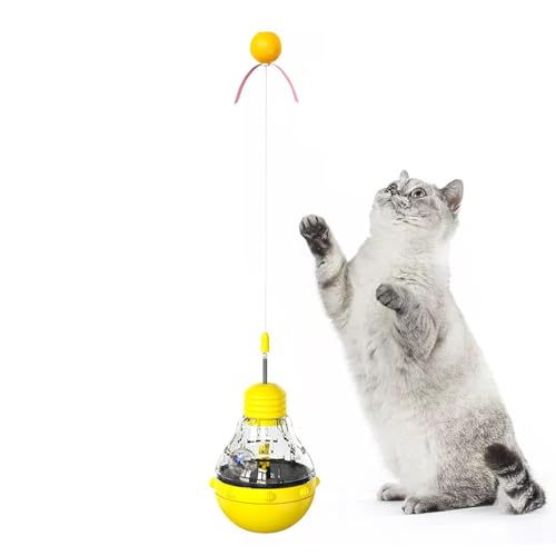 Shxupjn Katzen-Leckerli-Ball-Spielzeug | Katzenfutterspielzeug mit LED-Licht und Teaser Zauberstab – Interaktives Spielzeug für Katzen, Katzenfutter-Ballspender für Indoor-Spielen von Shxupjn