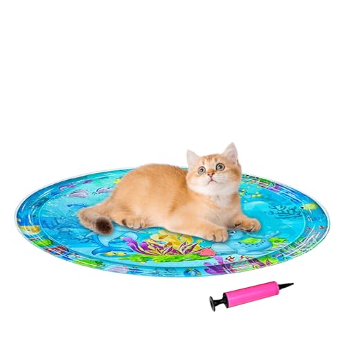Wasserspielmatte für Katzen, sensorische Spielmatte, Kätzchen-Zubehör mit Luftpumpe, interaktives Spielzeug, aufblasbares Haustierzubehör für Sommer, Reisen, Urlaub, drinnen und draußen Wasserspielmatte für Katzen, sensorische Spielmatte, Kätzchen-Zubehör mit Luftpumpe, interaktives Spielzeug, aufblasbares Haustierzubehör für Sommer, Reisen, Urlaub, drinnen und draußen von Shxupjn