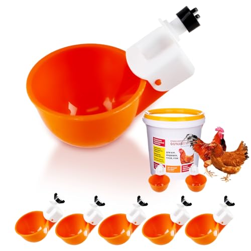 Automatischer Hühnertränker, 6 Stück Hühner-Wasserbecher, Wasserspender, Geflügel-Bewässerungs-Set für Küken, Huhn, Ente, Wachteln, Vögel, Truthahn von SicoVision