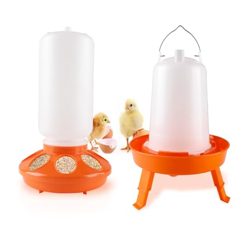 Küken Feeder Waterer Kit, 1L Automatischer Hühnerfutterspender und Waterer Set, für Hühner, Wachteln und Enten von SicoVision