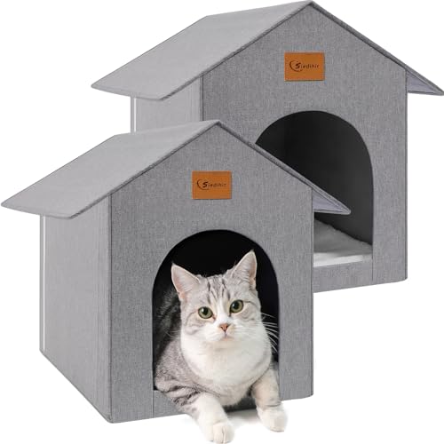 Siedihit Outdoor Katzenhaus Outdoor Katzenhaus Feral Cat Outdoor Wasserdichtes Katzenhaus für Outdoor/Indoor Katzen, Isoliertes Katzenhaus für den Winter mit gemütlichem Kissen, einfach zu montieren, von Siedihit