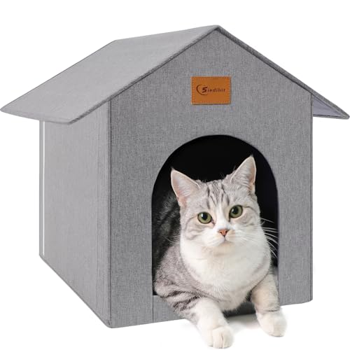 Katzenhaus im Freien, Katzenhaus für draußen, wilde Katze, draußen wasserdichtes Katzenhaus für Outdoor/Indoor-Katzen, isoliertes Katzenhaus für den Winter mit gemütlichem Kissen, einfach zu montieren von Siedihit