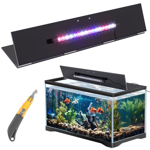 Sieral Aquarium-Deckel, Polycarbonat-Baldachin mit LED-Aquarium-Licht, 76,2 x 30,5 cm, Aquarium-Haube, 29 Gallonen, Aquarium-Deckel ohne Mittelstrebe, mit Hakenmesser (schwarz) von Sieral