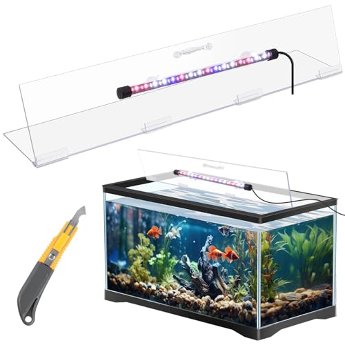 Sieral Aquarium-Deckel, Polycarbonat-Baldachin mit LED-Aquarium-Licht, 76,2 x 30,5 cm, Aquarium-Haube, 29 Gallonen, Deckel für Aquarien, ohne Mittelstrebe, mit Hakenmesser (transparent) von Sieral