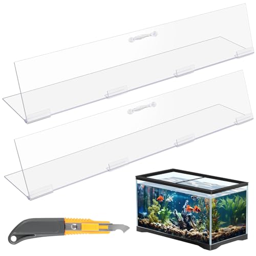 Sieral Aquarium-Deckel, Polycarbonat-Überdachung, 2-teiliges Set, Aquarium-Abdeckung mit Griff, Deckel für Aquarien, mit Mittelstrebe und Hakenmesser (transparent, 121,9 x 33 cm) von Sieral