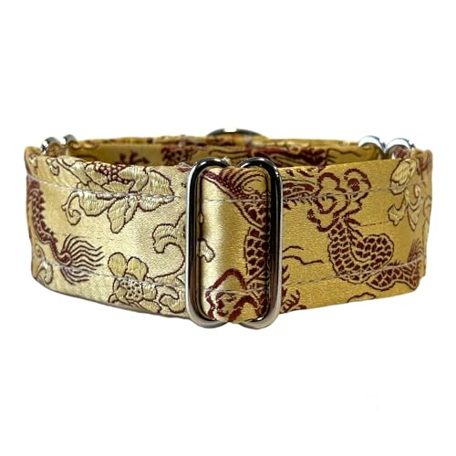 Martingale-Halsband, mit Satin, gefüttert, 3 cm breit, für IG italienische Windhunde, Whippet Welpenhalsband, andere Rassen mit ähnlichem Hals, Rotgold, L 26,7 - 31,8 cm von SightHound Gang