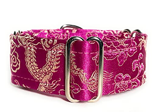 SightHound Gang Martingale-Halsband, mit Satin, gefüttert, 3 cm breit, für IG italienische Windhunde, Whippet Welpenhalsband, andere Rassen mit ähnlichem Hals, Pink, M 21,6 cm - 29,2 cm von SightHound Gang