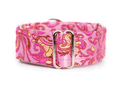 SightHound Gang Martingale-Halsband, mit Satin, gefüttert, 3 cm breit, für IG italienische Windhunde, Whippet Welpenhalsband, andere Rassen mit ähnlichem Hals, Rose M 21,6 - 29,2 cm von SightHound Gang