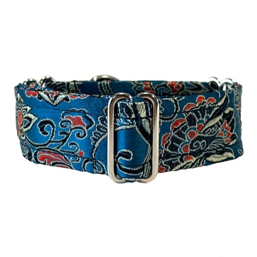 SightHound Gang Martingale-Halsband, mit Satin gefüttert, 3.1 cm breit, für Italienische Windhunde, Whippet, Welpenhalsband, andere Rassen mit ähnlichem Hals,24.1 cm, silberfarben von SightHound Gang