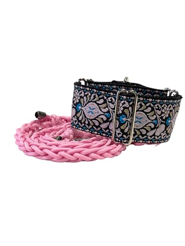 SightHound Gang Martingale Hundehalsband und Leine, Set für Windhund, Saluki, Whippet und andere Rassen mit ähnlichem Halsumfang 5,1 cm breit (L 35,6 cm - 45,7 cm und Leinenset) von SightHound Gang