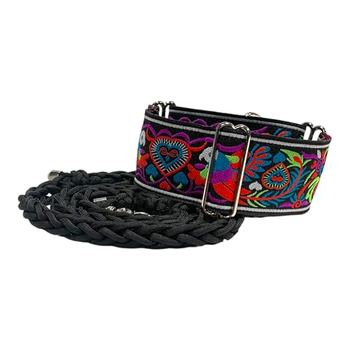 SightHound Gang Martingale Hundehalsband und Leine, Set für Windhund, Saluki, Whippet und andere Rassen mit ähnlichem Halsumfang 5,1 cm breit (M 27,9 cm - 35,6 cm und Leine) von SightHound Gang