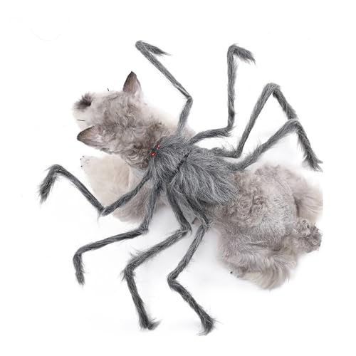 Siikarte Halloween-Kostüm für Hunde und Katzen, lebensechte Plüschspinne, verstellbar, Cosplay-Bekleidung, Party-Dekoration von Siikarte