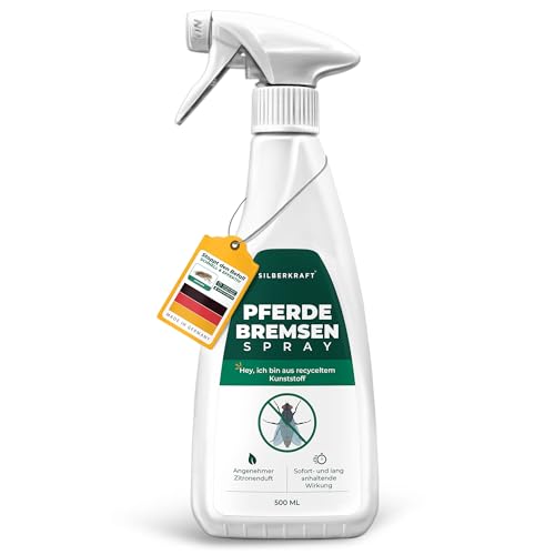 Silberkraft Bremsenspray Pferde 500 ml, effektiver Schutz gegen Bremsen, Fliegen, Stechmücken & Zecken, Bremsen-Ex für Pferd & Reiter, hochwirksames Fliegenspray & Insektenabwehr für Stall & Weide von Silberkraft