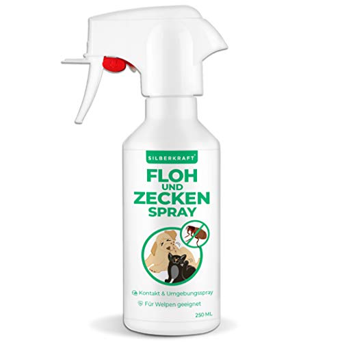 Silberkraft Floh - und Zeckenspray 250 ml für Hund, Katze und andere Haustiere - ideales Anti-Zecken Mittel - gegen Flöhe, Zecken, Parasiten, Ungeziefer von Silberkraft