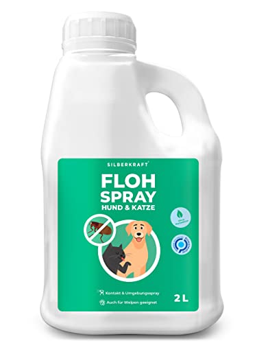 Silberkraft Flohmittel, Floh-Spray 2 L - Flohspray für Hund, Katze und andere Haustiere - Umgebungsspray - ideales Anti-Floh-Mittel gegen Flöhe, Zecken, Parasiten, Ungeziefer… von Silberkraft