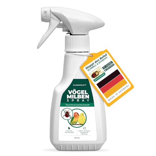 Silberkraft Milbenspray 250 ml für Ziervögel und Hühner, zuverlässiger Milbenschutz, effizientes und garantiert hilfreiches Anti-Milben-Mittel von Silberkraft