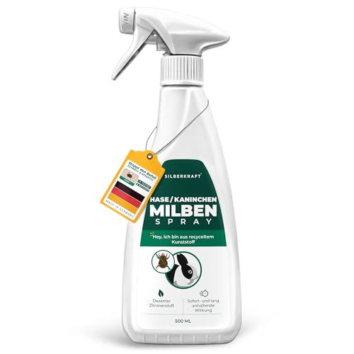 Silberkraft Milbenspray Hase/Kaninchen 500 ml, zuverlässiger Milbenschutz für Hasen, Kaninchen und andere Nagetiere, effizientes und garantiert hilfreiches Anti-Milben-Mittel von Silberkraft