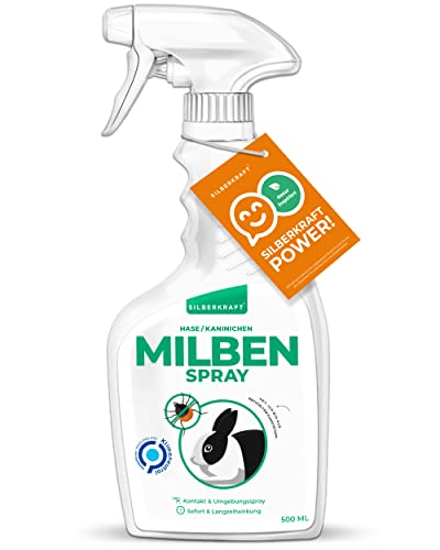 Silberkraft Milbenspray Hase/Kaninchen 500 ml, zuverlässiger Milbenschutz für Hasen, Kaninchen und andere Nagetiere, effizientes und garantiert hilfreiches Anti-Milben-Mittel von Silberkraft