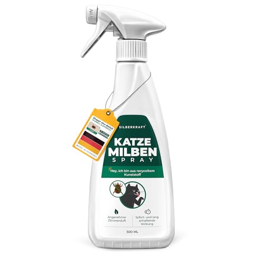 Silberkraft Milbenspray Katze 500 ml, zuverlässiger Milbenschutz für Katzen, effizientes und garantiert hilfreiches Anti-Milben-Mittel von Silberkraft