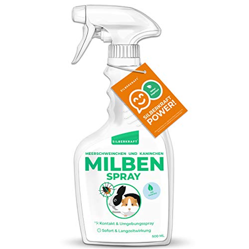 Silberkraft Milbenspray Meerschweinchen, Kaninchen & Kleintiere 500 ml, zuverlässiger Milbenschutz, nützliche Parasitenabwehr, effizientes und garantiert hilfreiches Anti-Milben-Mittel von Silberkraft