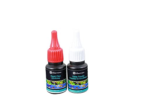 Silbermann 2 C Rapid Glue - Kombination aus Rapid Clue (Sekundenkleber) und White Power (Füllstoff) Schnellkleber für Korallen Pflanzen Dekoration (20 ml + 20g) von Silbermann