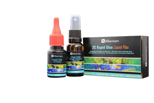 Silbermann 2C Rapid Glue - Liquid Plus - Schnellhärtender Korallenkleber mit Magic Spray als Zwei-Komponenten-System von Silbermann