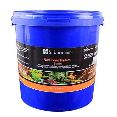 Silbermann Teichfutter Pellets - schwimmendes Hauptfutter für Teichfische (10000 ml, rot 6 mm) von Silbermann