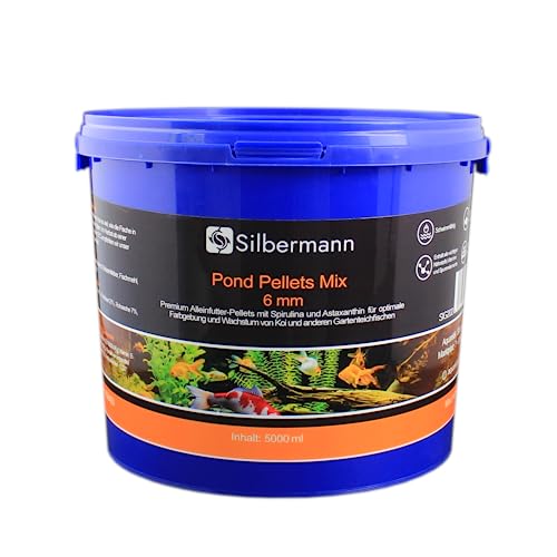 Silbermann Teichfutter Pellets - schwimmendes Hauptfutter für Teichfische (5000 ml, gemischt 6 mm) von Silbermann