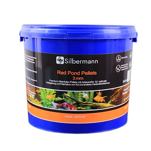 Silbermann Teichfutter Pellets - schwimmendes Hauptfutter für Teichfische (5000 ml, rot 3 mm) von Silbermann