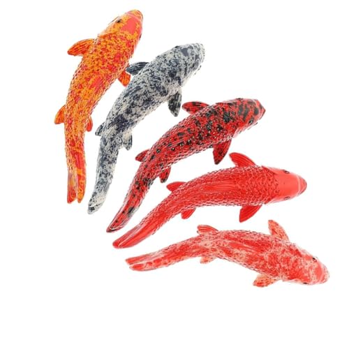 5 Stücke Schwimmende Fischstatuen, Aquarien Goldfische Koi-Fische, Künstliche Goldfischmodelle, Deko für Aquarien Kunststoff Fisch, Anwendbar auf Dekoration Terrarium Landschaftsbau Handwerk von Silent-Qiaoyou