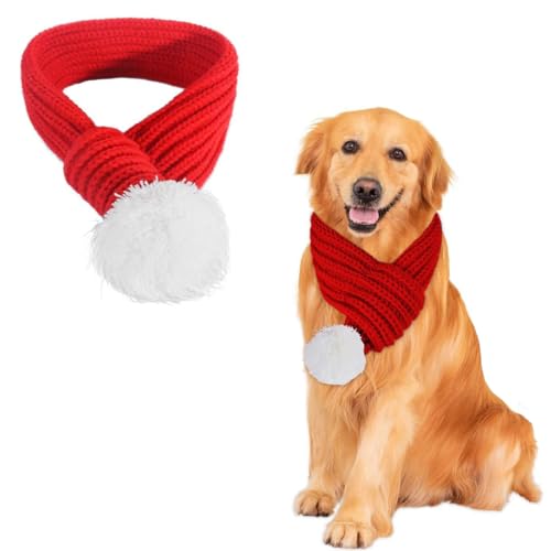 72cm Weihnachtskostüm Hundekleidung, Weihnachten Haustier Schal, Haustier Kostüm Weihnachten Schal, Weihnachtsmann-Schal für bis große Hunde, Haustier-Urlaubsparty-Kostüm, für Mittlere Groß Hunde von Silent-Qiaoyou