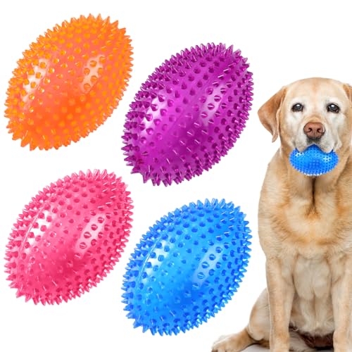 Silipull 4 Stück 11,4 cm stacheliger Quietschball, Hundespielzeug für mittelgroße und große Hunde, stachelige Hundebälle, Kauspielzeug für aggressive Kauer, stacheliger Ball, Hundespielzeug, von Silipull