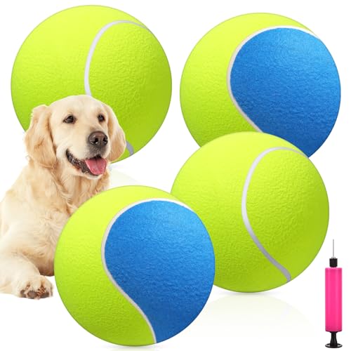 Silipull Großer Tennisball für Hunde, aufblasbarer riesiger Tennisball, Jumbo-Hundeball, lustiges Outdoor-Sportball, Geschenk mit Pumpe für kleine, mittelgroße und große Hunde, interaktives von Silipull