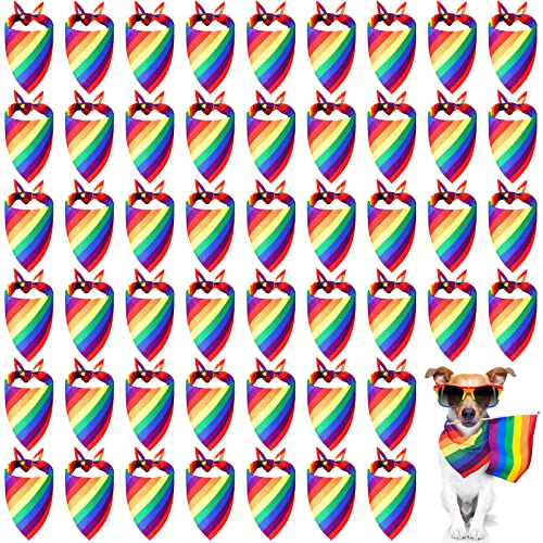 50 Stück Regenbogen-Hundehalstücher Bulk Pride Hundehalstücher Regenbogen Hund Schal Regenbogen Zubehör für kleine, mittelgroße und große Hunde Haustier Kostüm Zubehör Dekoration von Silkfly