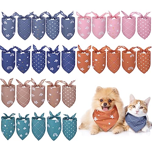 Silkfly 30 Stück Hundehalstücher niedlich Sommer Welpe Katze Dreieck Lätzchen Weicher Hund Schal Stoff Bandana Waschbar Verstellbar Welpen Bandana Bulk für Kleine Mittel Große Hunde Mädchen Und Junge Welpen Haustier von Silkfly