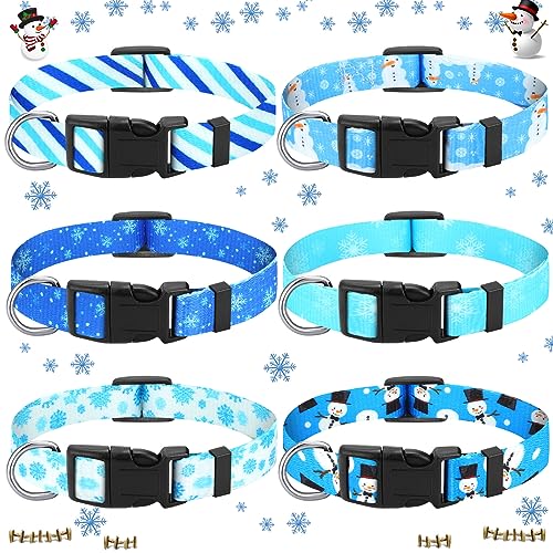 Silkfly Winter-Hundehalsbänder für Hunde, Schneeflocken-Hundehalsband, verstellbar, niedlich, abnehmbar, blau-weiß, Winter-Hundehalsbänder mit Schnalle, für Winter, Hunde, Haustiere, Party-Geschenke von Silkfly