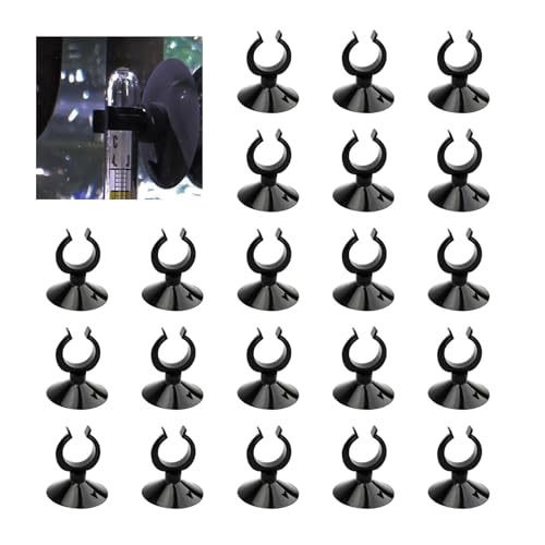 25 Stück Saugnpfe für Aquarium mit Clips - Aquarium Saugnapf Halter - Aquarium Saugnapf mit Schlauchhalterung für Heizstab, Luftschlauch Schlauch, Pumpe - Schwarz, 30mm x 20mm von Silkwish