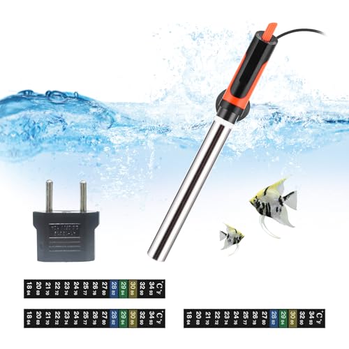 Silkwish 500W Aquarium Heizung, Heizstab für Aquarium bis 500L, Einstellbar Aquariumheizer, Regelheizer mit Kontrollleuchte, Saugnäpfen und 3 Thermometer Aufkleber - Edelstahlmaterial von Silkwish