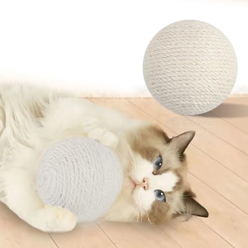 Langlebige Kratzkugel für Katzen, Sisal Kratzball für Katzen, kratzspielzeug Katze mit Sound (Durchmesser 10cm) von Silkwish