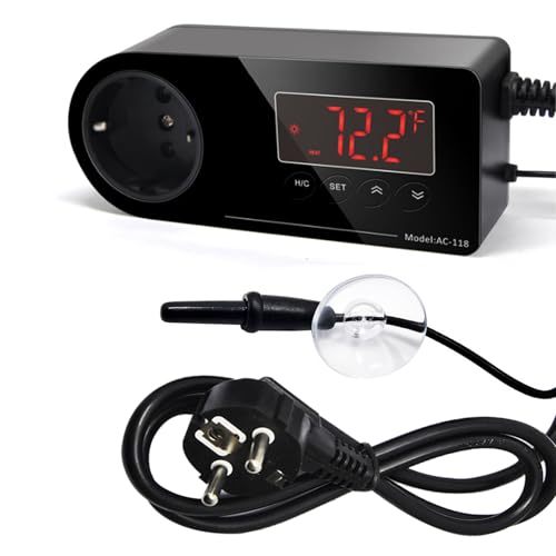 Thermostat Steckdose mit Fühler - Digitaler Temperaturregler - 230V 10A Heizen Kühlen Temperaturschalter - Heizung Kühlung thermostatgesteuerte Steckdose für Terrarium Reptilien Inkubator, Aquarium von Silkwish