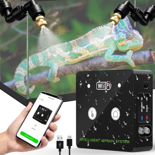 WIFI Intelligentes Beregnungsanlage Terrarium, Terrarium Luftbefeuchter mit Sprühdüsen und Timer 360 ° Verstellbare, Vernebler Terrarium, Reptile Humidifier für Pflanzen Reptilien Amphibien Blumen von Silkwish