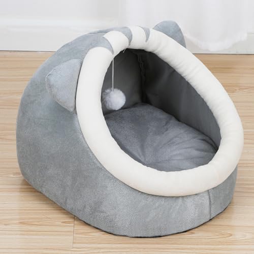 SilteD Gemütliches Plüsch-Katzenbett, süße Laternenform, abnehmbare, waschbare Matte, halbgeschlossenes Katzennest für den Innenbereich für Kätzchen, Welpen und Kaninchen, rutschfeste und wasserdichte von SilteD