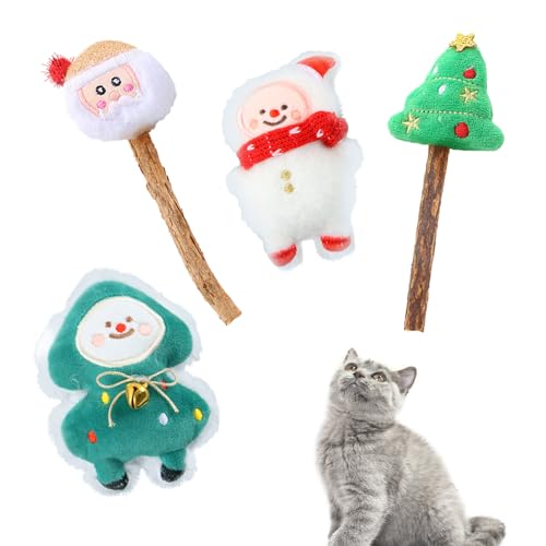 SilverChry Weihnachten Plüsch Spielzeug Katze, Katzen Minze Spielzeug, Katzenspielzeug Baldrian, Katzenspielzeug Set, Katzenspielzeug Katzenminze, Plüschtier Polygonum, Interaktives Katzenspielzeug von SilverChry