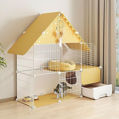 Katzenkäfig für den Innenbereich, großer DIY-Laufstall für Haustiere, Katzengehege, kleines Tierhaus, abnehmbare Katzenkiste mit Katzentoilette, großer Übungsort, ideal für Katzen (Größe: 11 von SimKha