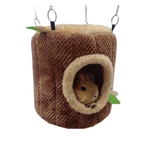 Haustierkäfig Hängematte Käfigzubehör Hamster zubehör Weiche und Warme Haustiere Käfig Hängendes Bett mit Haken Kleintierebett für Eichhörnchen, Chinchillas und Hamster,Braun,Diameter 16 CM von SimidunEUR